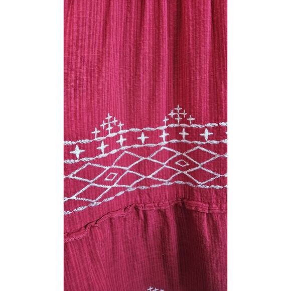 Knox Rose Dress Embroidered Tiered Ruffle Sleeve Dress Boho Red Pockets Size M - Picture 6 of 9